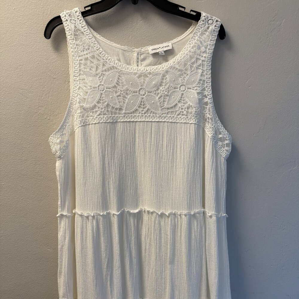 Gibson Latimer Dress Women White Shift Short Sleeveless Lined Cotton - Size L